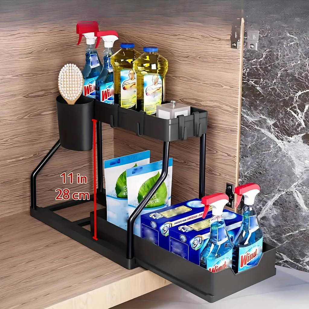 Under Sink Organizer with Sliding Shelves