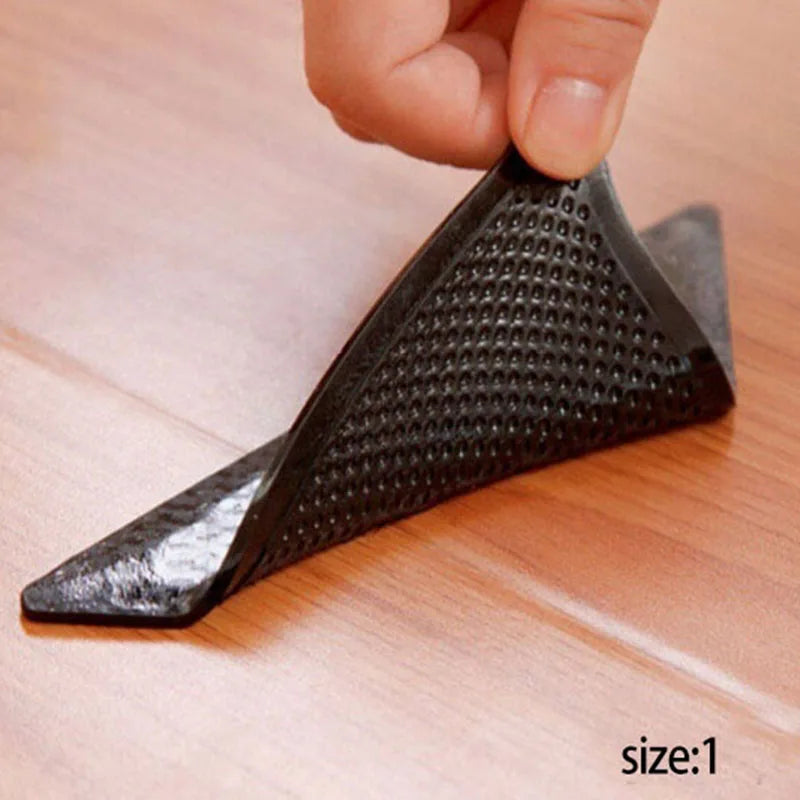 4-Piece Reusable Rug Grippers – Non-Slip Silicone Carpet Corner Pads