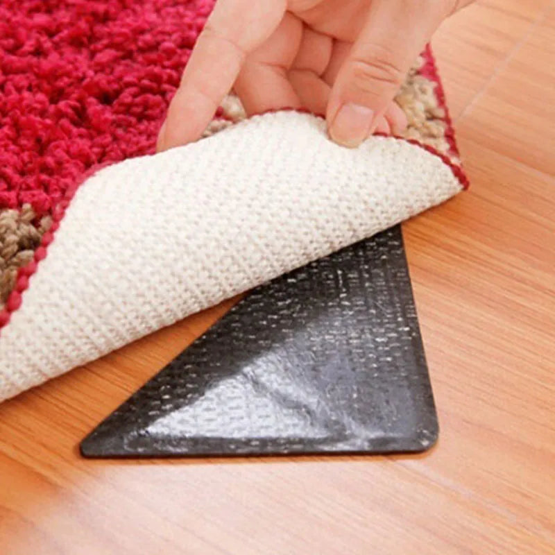 4-Piece Reusable Rug Grippers – Non-Slip Silicone Carpet Corner Pads