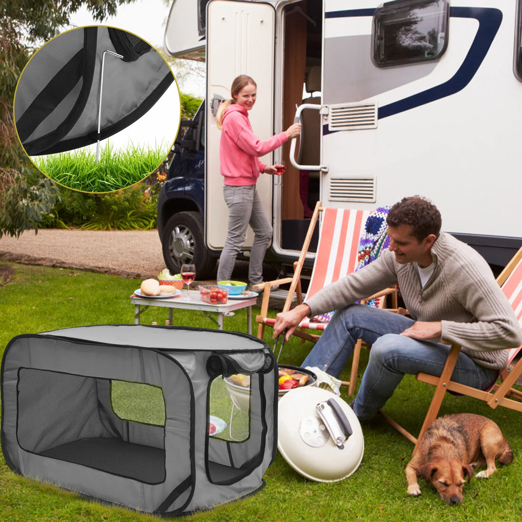 Portable Foldable Dog Crate – Pop-Up Travel Kennel with Mesh Door for Small Dogs & Cats