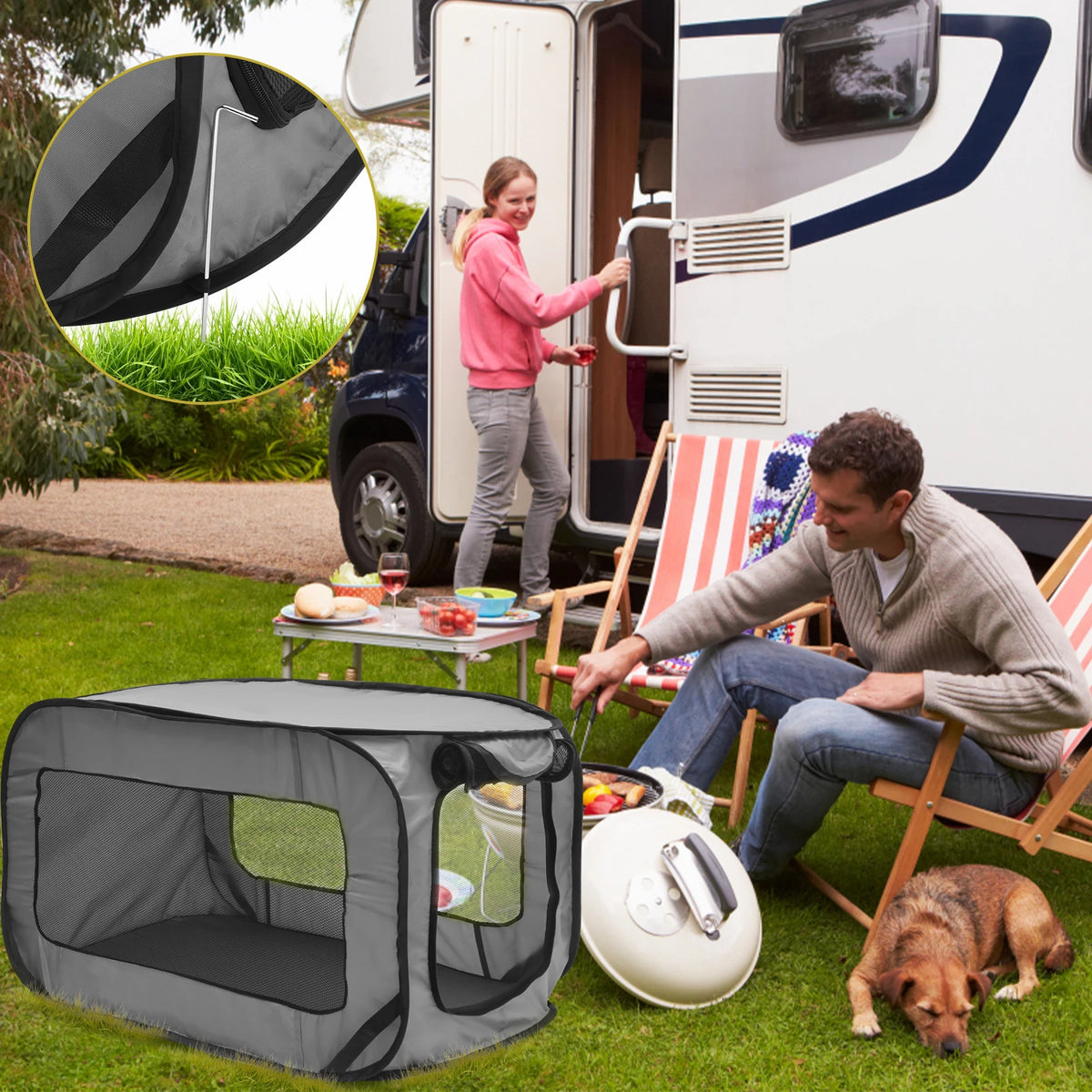 Portable Foldable Dog Crate – Pop-Up Travel Kennel with Mesh Door for Small Dogs & Cats