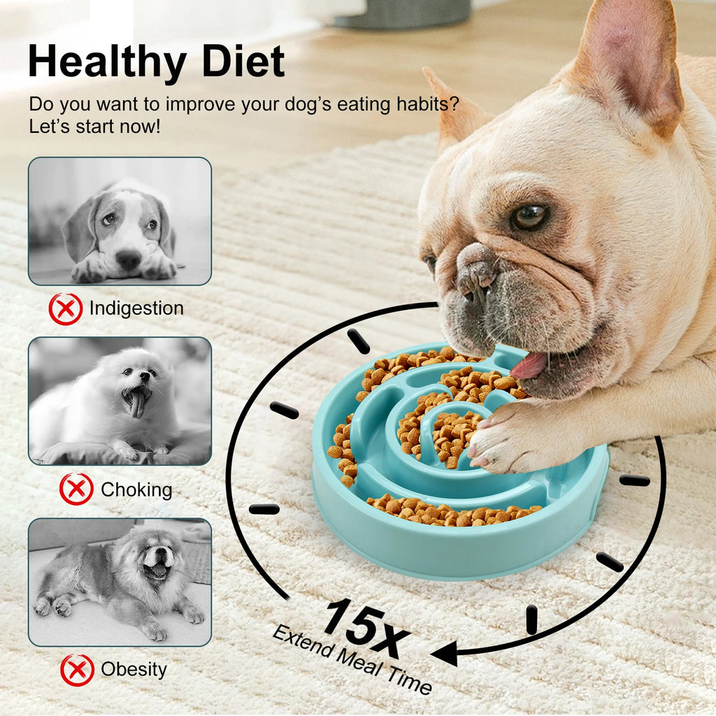 Slow Feeder Dog Bowl – Non-Slip Anti-Gulping Bowl for Dogs & Puppies