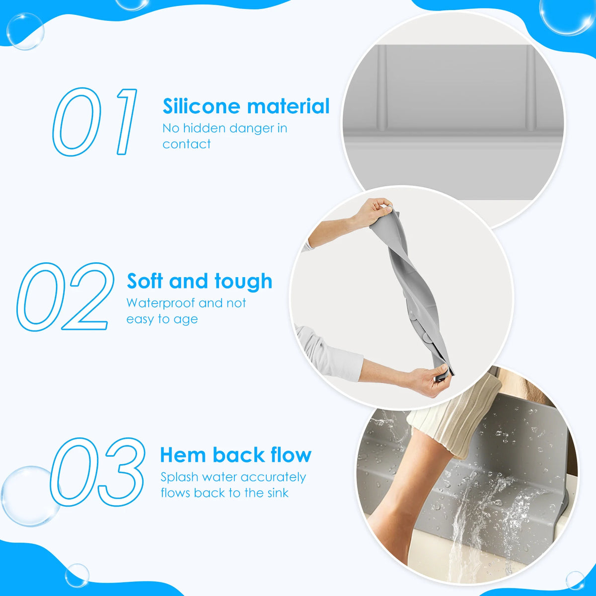 Silicone Sink Splash Guard – Kitchen Faucet Water Splash Protector