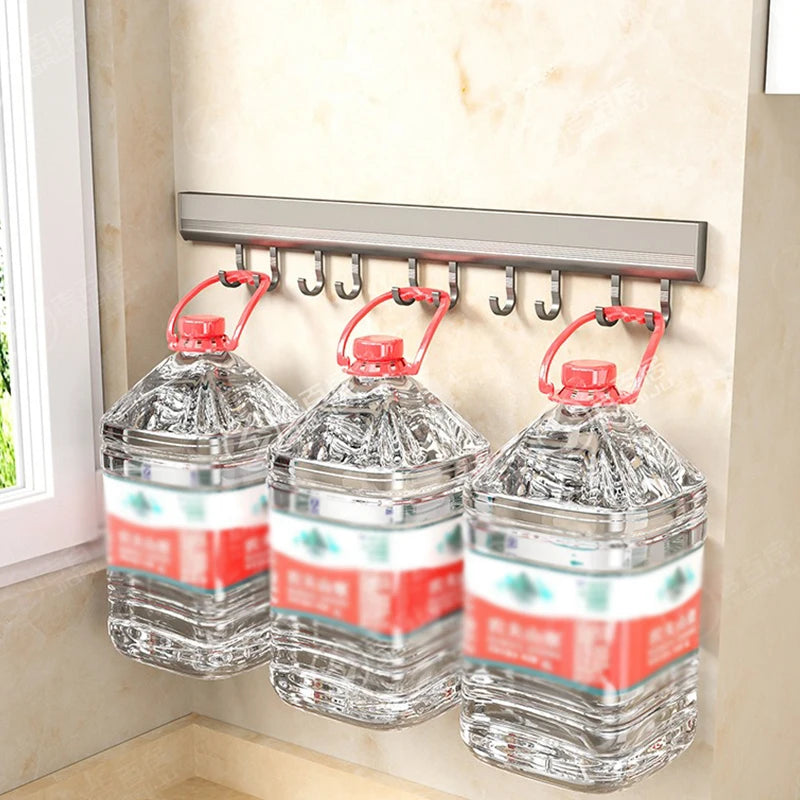 Wall-Mounted Kitchen & Bathroom Hook Rack – Aluminum Storage Organizer