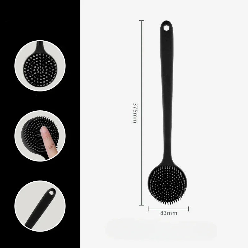 Long-Handle Silicone Back Scrubber – Double-Sided Shower Body Brush