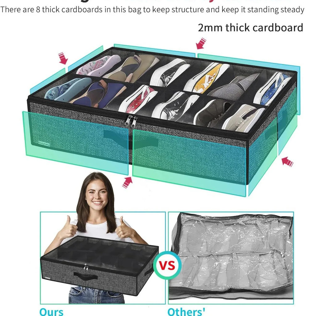 Under Bed Shoe Storage Organizer – Clear Cover Shoe Container