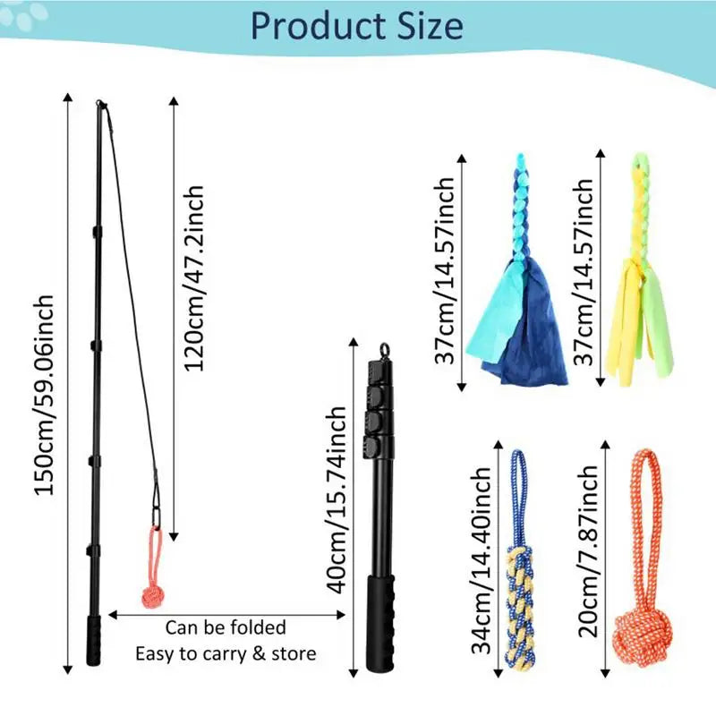 Retractable Dog Flirt Pole – Interactive Teaser Wand for Dogs