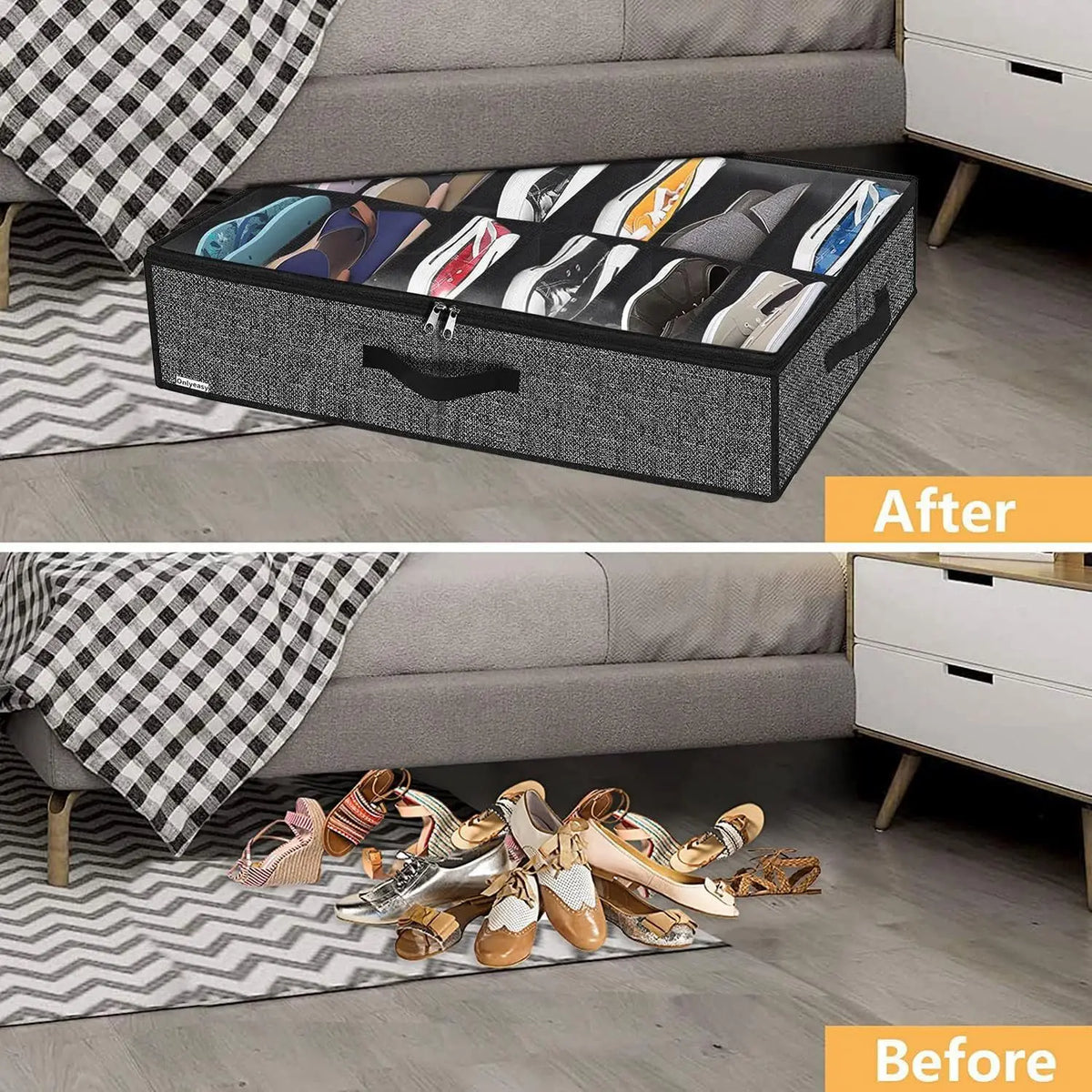 Under Bed Shoe Storage Organizer – Clear Cover Shoe Container