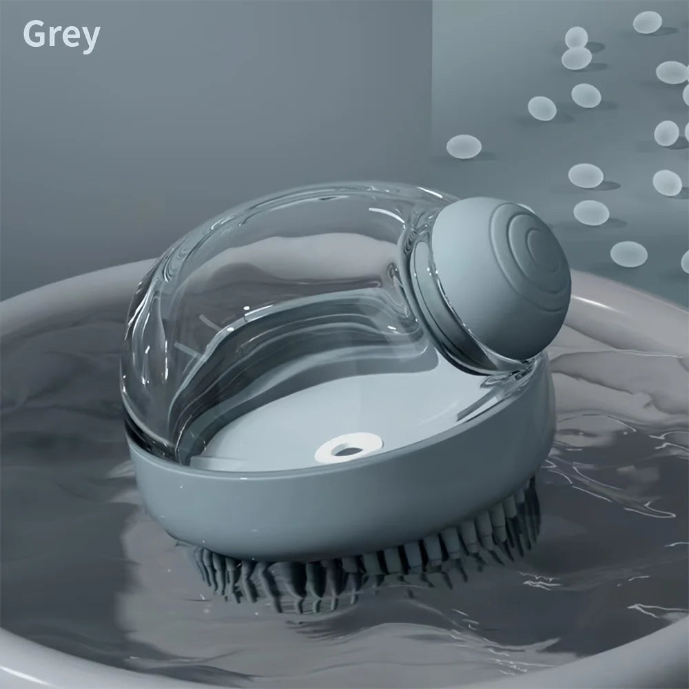 Dog Bath Brush with Soap Dispenser – Silicone Grooming & Massage Brush