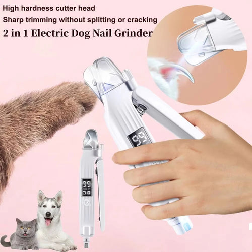 2-in-1 Pet Nail Grinder & Trimmer with LED Light – For Dogs & Cats