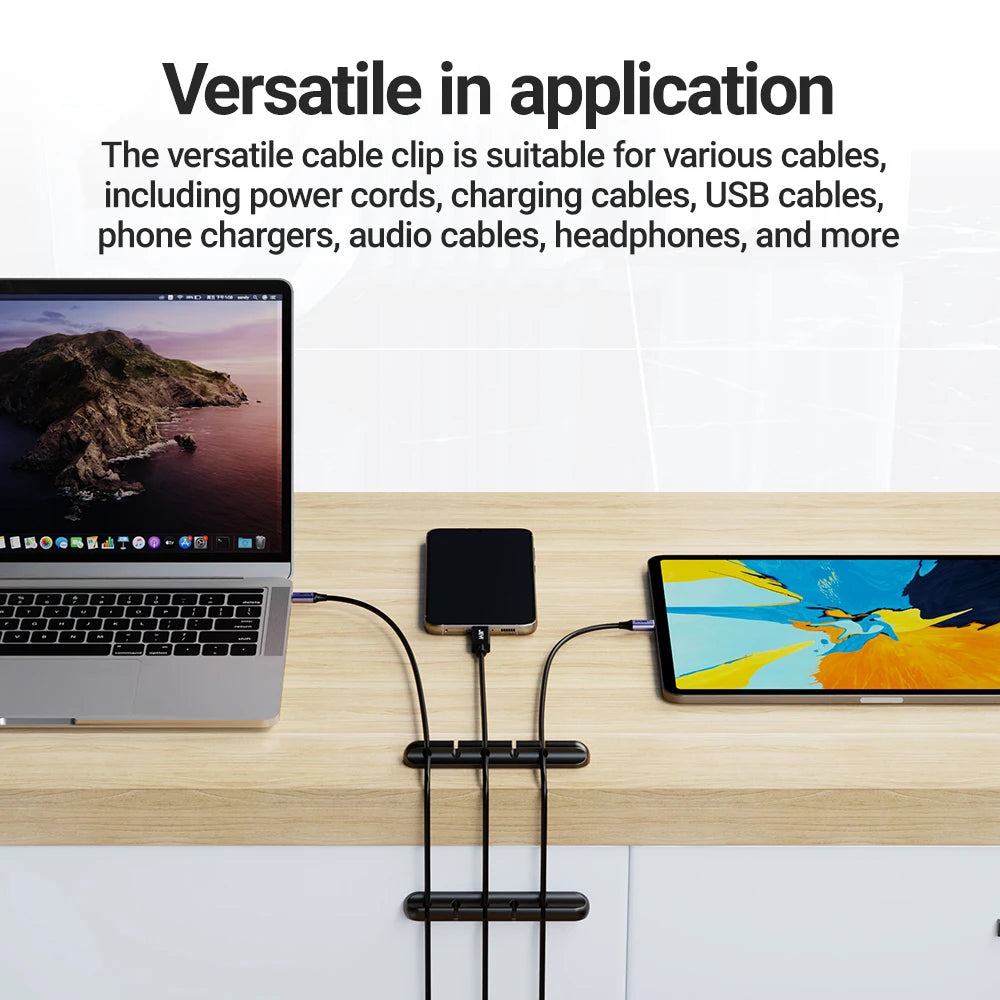 Adhesive Cable Clips – Self-Stick Cord Organizer for Desk & Home