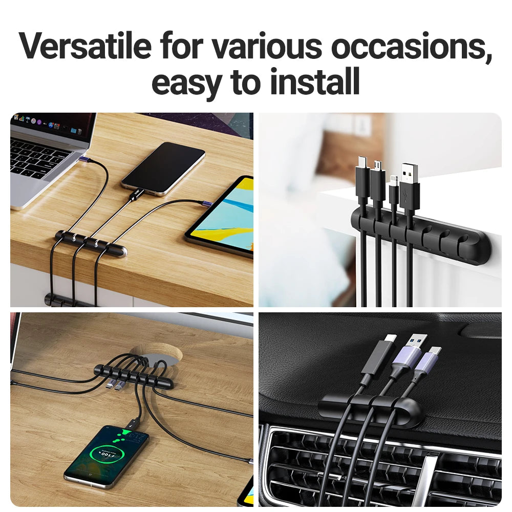 Adhesive Cable Clips – Self-Stick Cord Organizer for Desk & Home