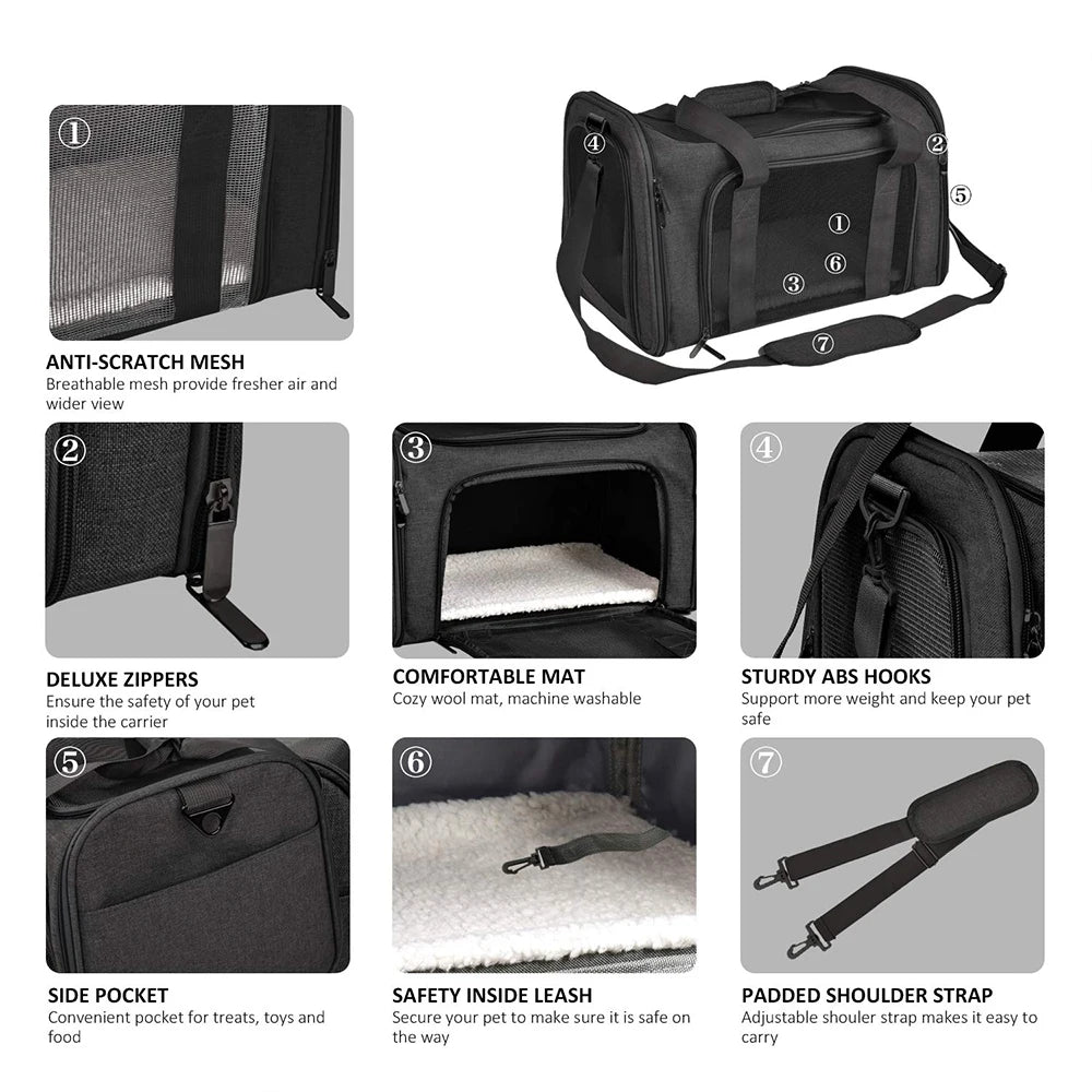 Soft-Sided Pet Carrier Backpack – Airline-Approved Travel Bag for Small Dogs & Cats
