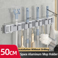 Wall-Mounted Mop & Broom Holder – 5-Hook Cleaning Tool Organizer