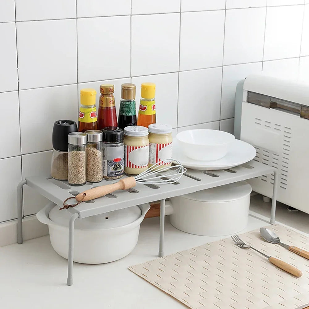 Expandable Kitchen Storage Shelf – Freestanding Spice & Cabinet Organizer