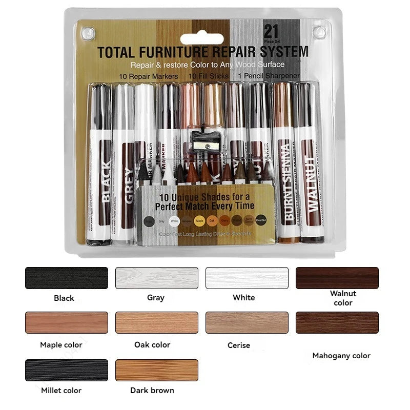Wood Furniture Repair Markers – Scratch Filler & Touch-Up Pen Kit