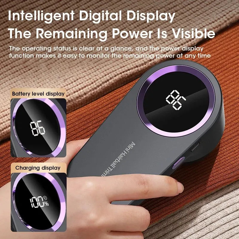 USB Rechargeable Fabric Shaver – Electric Lint & Fuzz Remover with LED Display