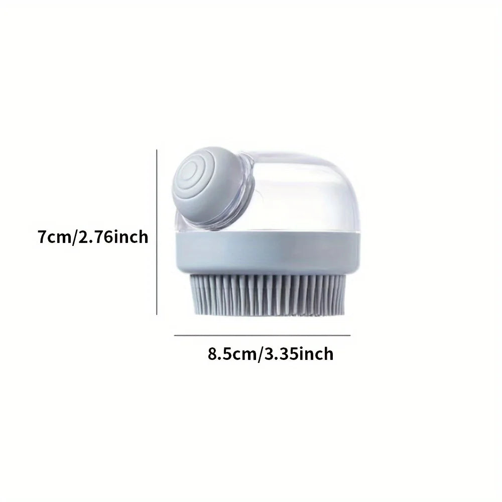 Dog Bath Brush with Soap Dispenser – Silicone Grooming & Massage Brush
