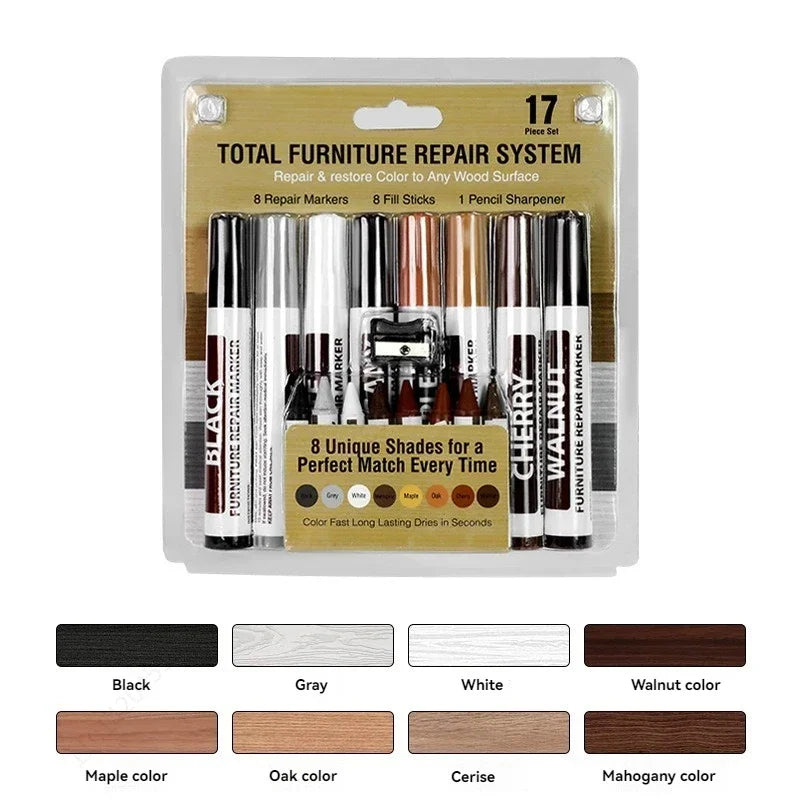 Wood Furniture Repair Markers – Scratch Filler & Touch-Up Pen Kit