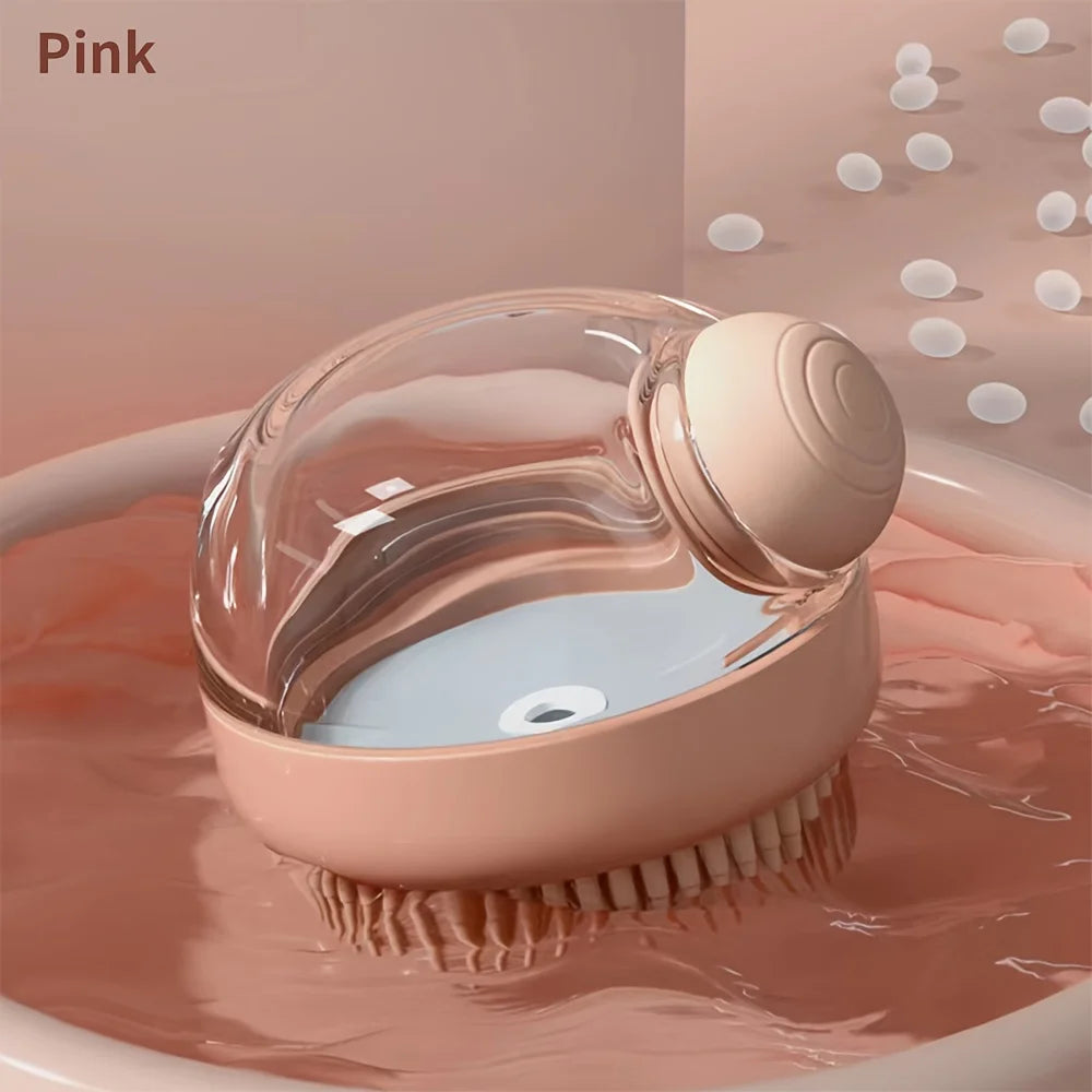 Dog Bath Brush with Soap Dispenser – Silicone Grooming & Massage Brush