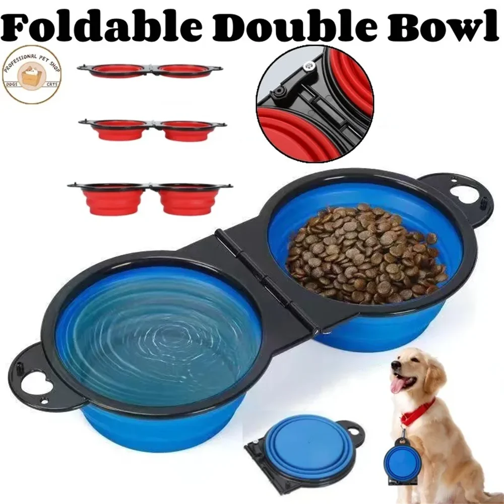 Collapsible Double Dog Bowls – Portable Food & Water Bowls for Travel & Outdoor Use