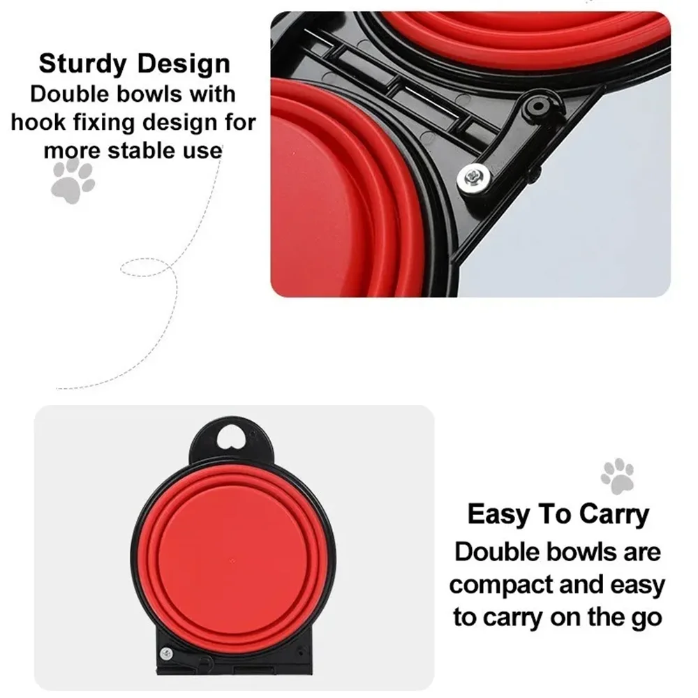 Collapsible Double Dog Bowls – Portable Food & Water Bowls for Travel & Outdoor Use