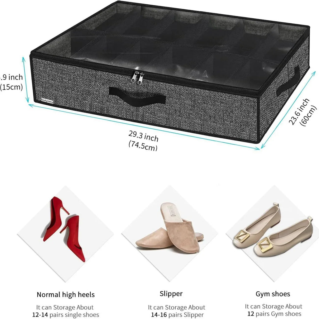 Under Bed Shoe Storage Organizer – Clear Cover Shoe Container