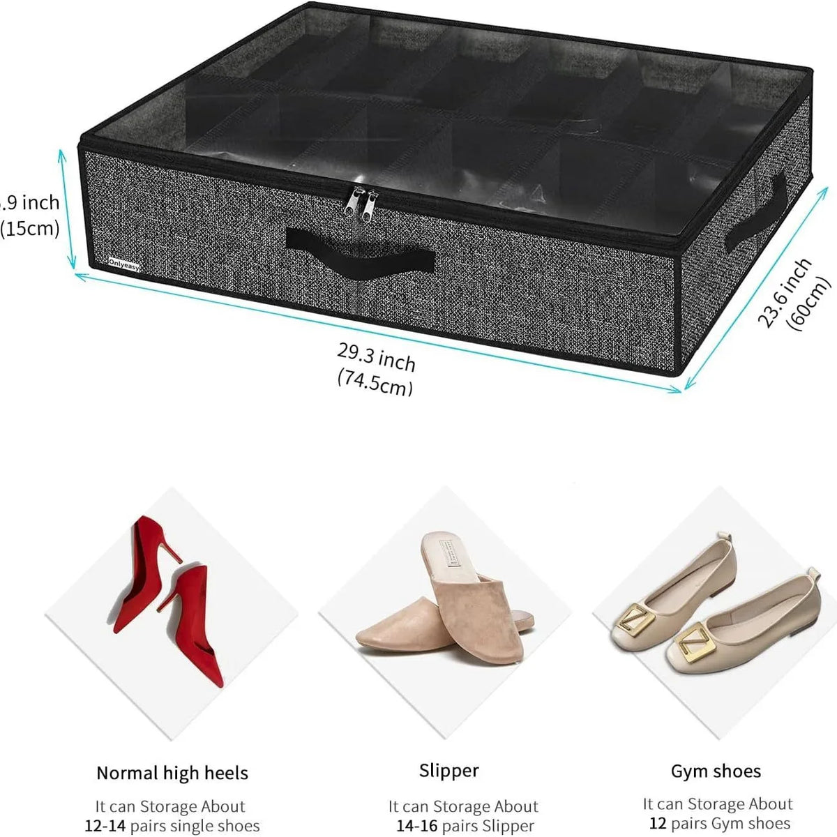 Under Bed Shoe Storage Organizer – Clear Cover Shoe Container