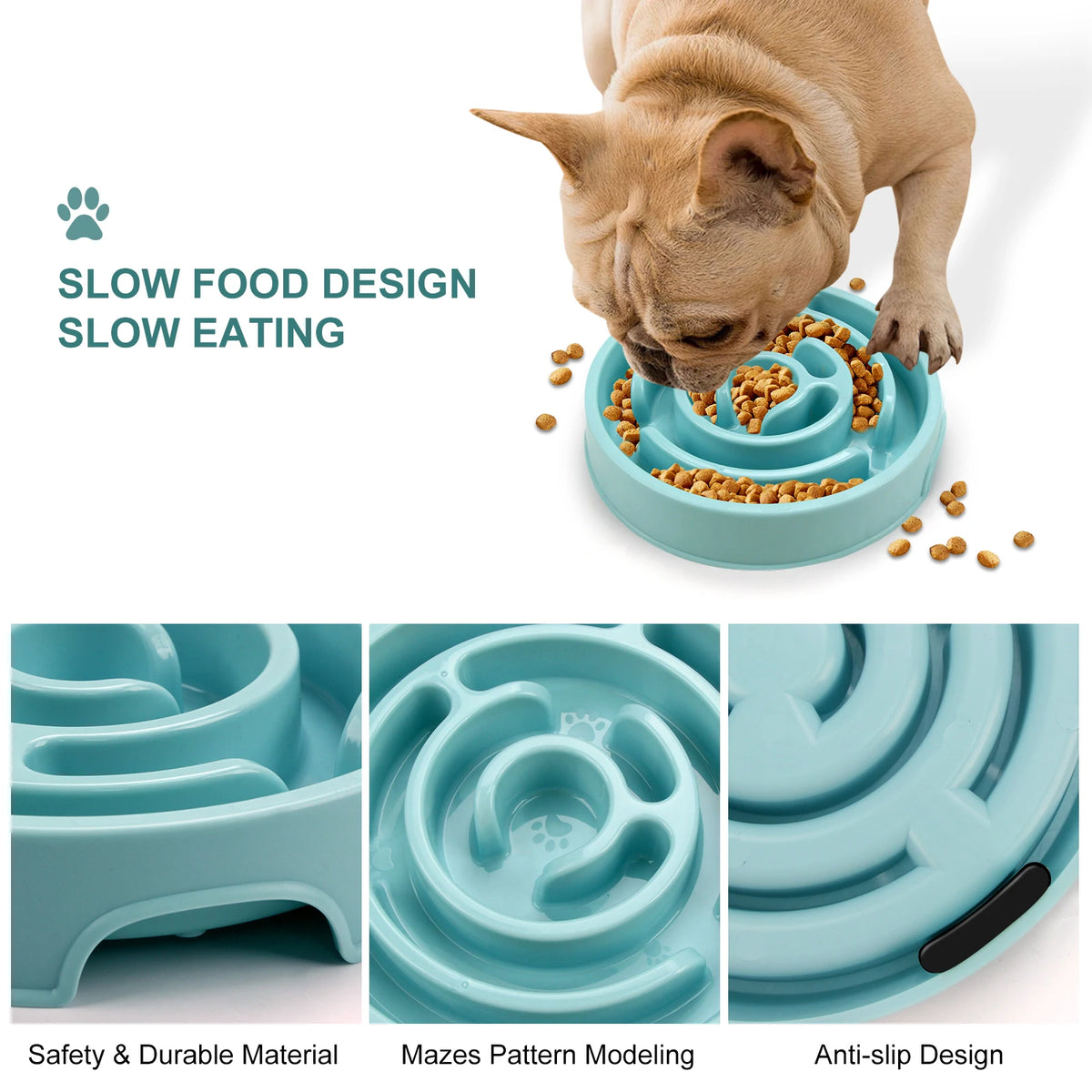 Slow Feeder Dog Bowl – Non-Slip Anti-Gulping Bowl for Dogs & Puppies