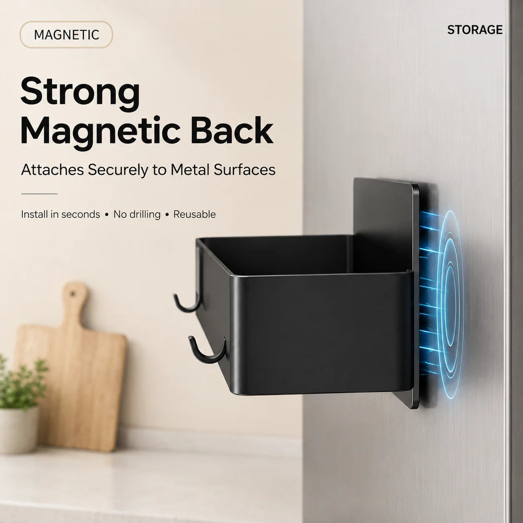 Magnetic Refrigerator Side Storage Rack – No-Drill Spice & Kitchen Organizer