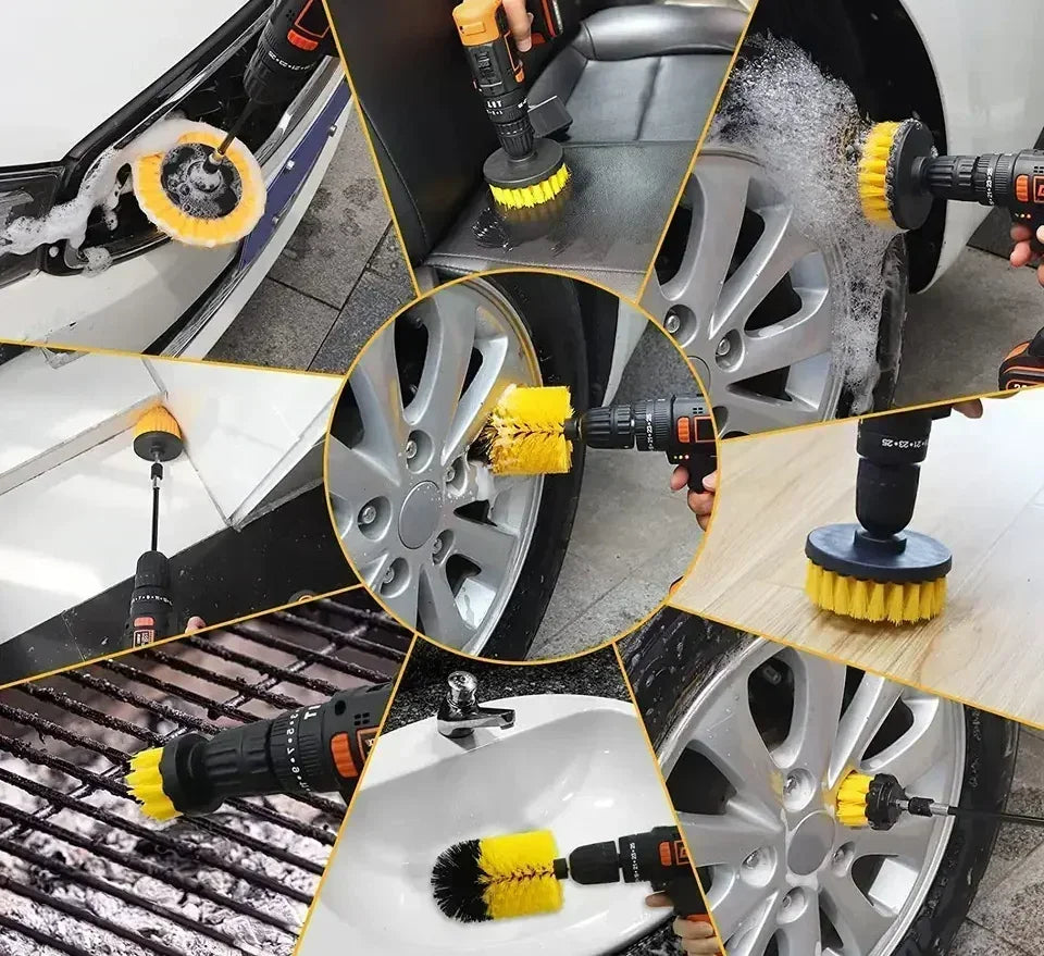 7-Piece Drill Brush Attachment Set – Multi-Purpose Cleaning Brushes with Extension Rod