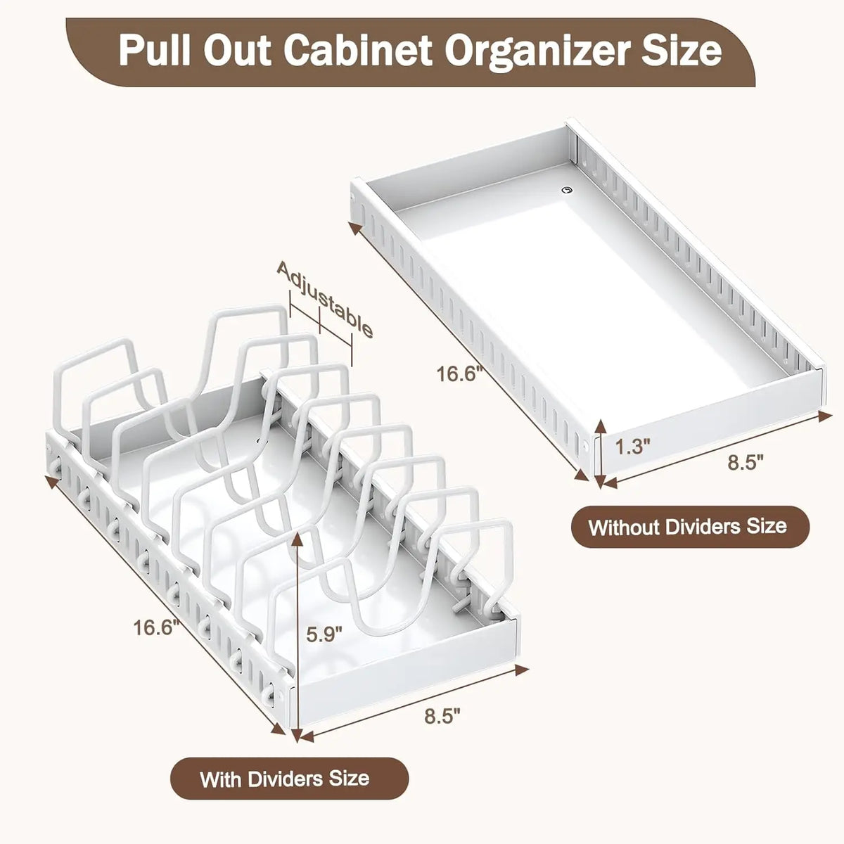 Pull-Out Pots & Pans Organizer – Adjustable Cabinet Storage Rack with Dividers