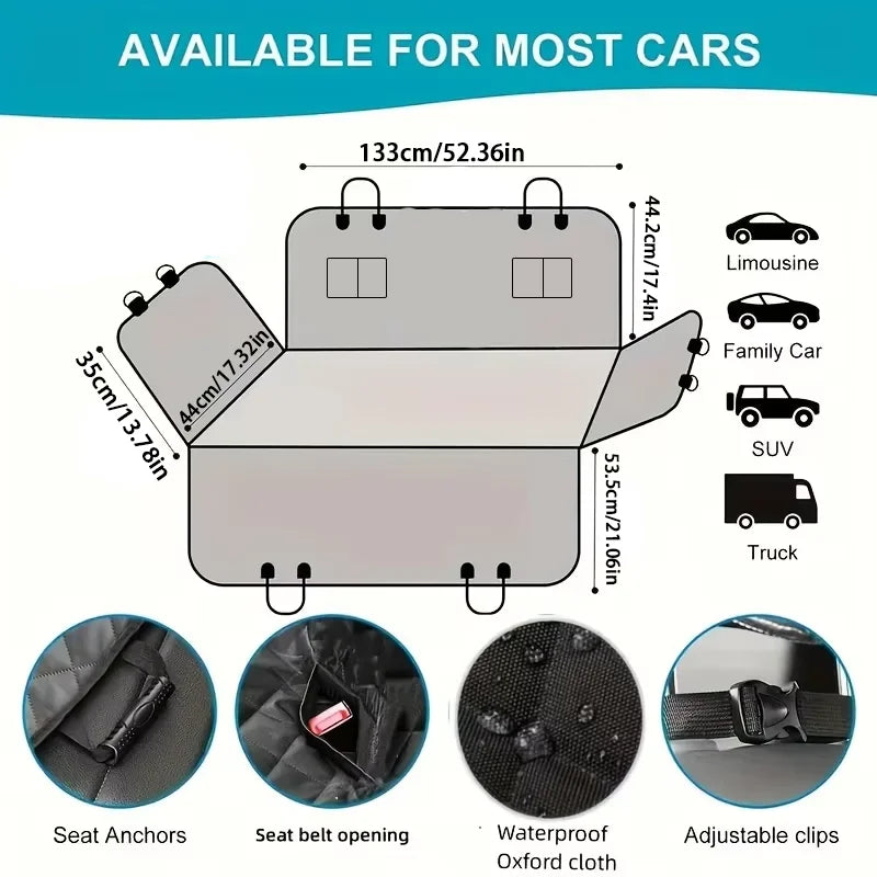Waterproof Dog Car Seat Cover – Scratch-Resistant Pet Hammock