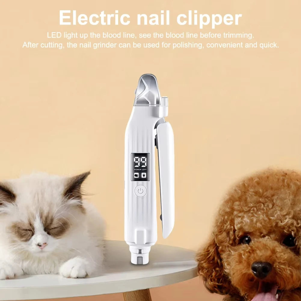 2-in-1 Pet Nail Grinder & Trimmer with LED Light – For Dogs & Cats