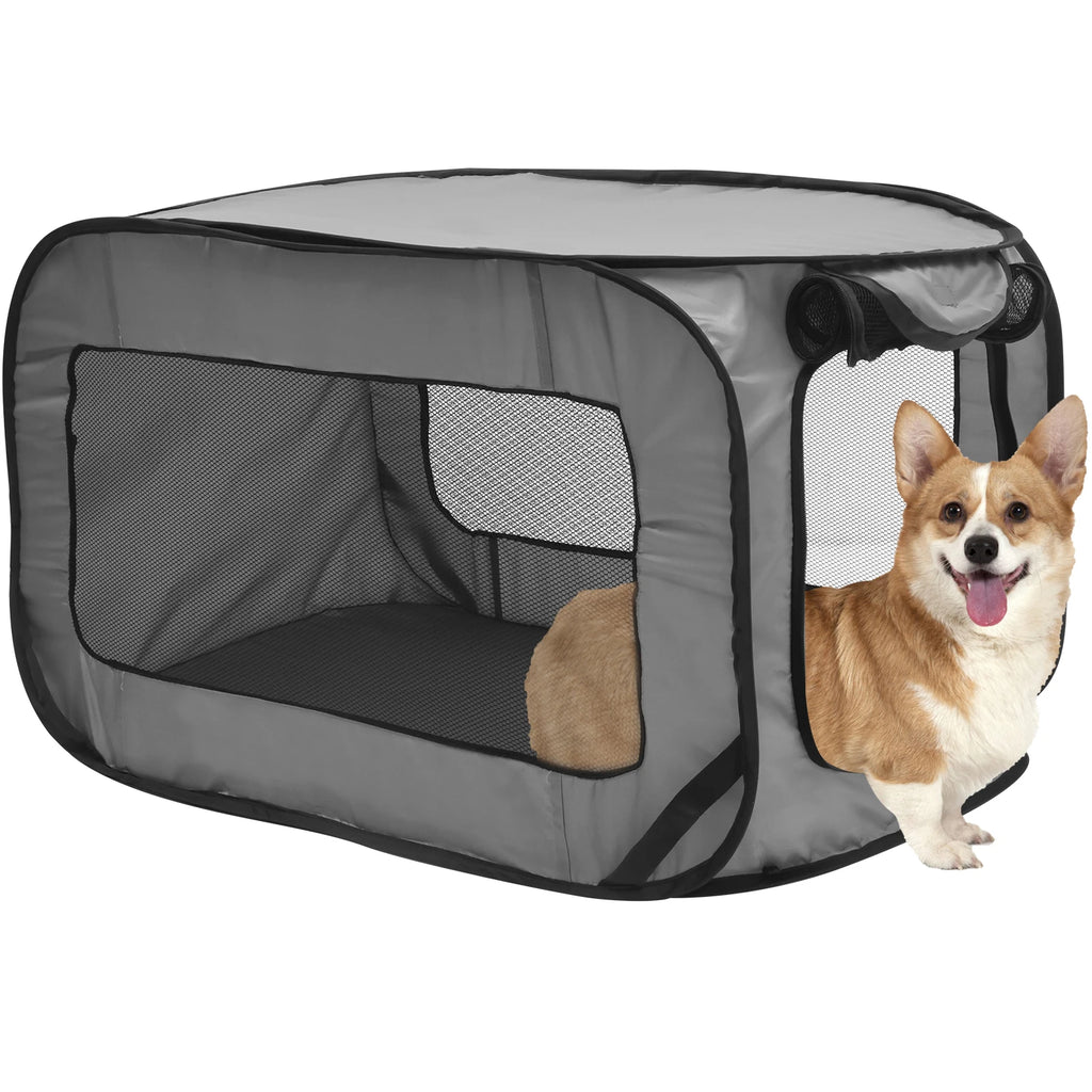 Portable Foldable Dog Crate – Pop-Up Travel Kennel with Mesh Door for Small Dogs & Cats
