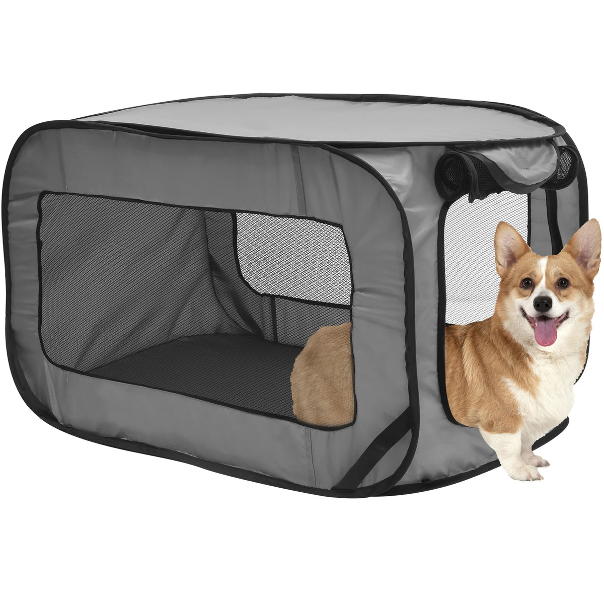 Portable Foldable Dog Crate – Pop-Up Travel Kennel with Mesh Door for Small Dogs & Cats