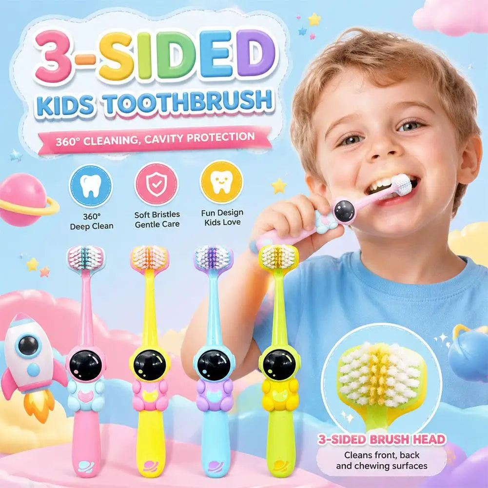 Kids’ 3-Sided Toothbrush – Soft Bristle Dental Care Brush for Ages 3–12