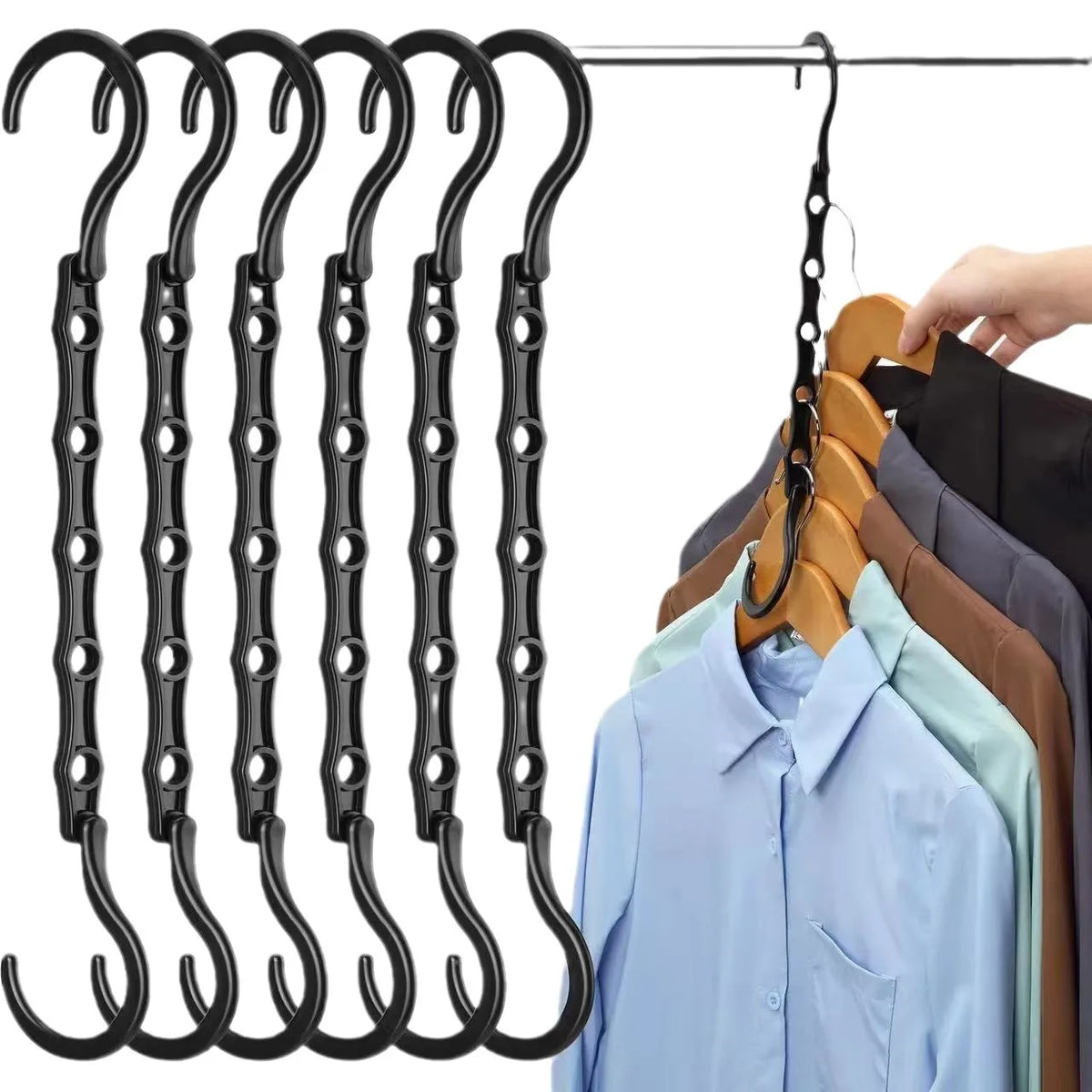 Space-Saving Clothes Hangers – 5-Hole Rotating Closet Organizer