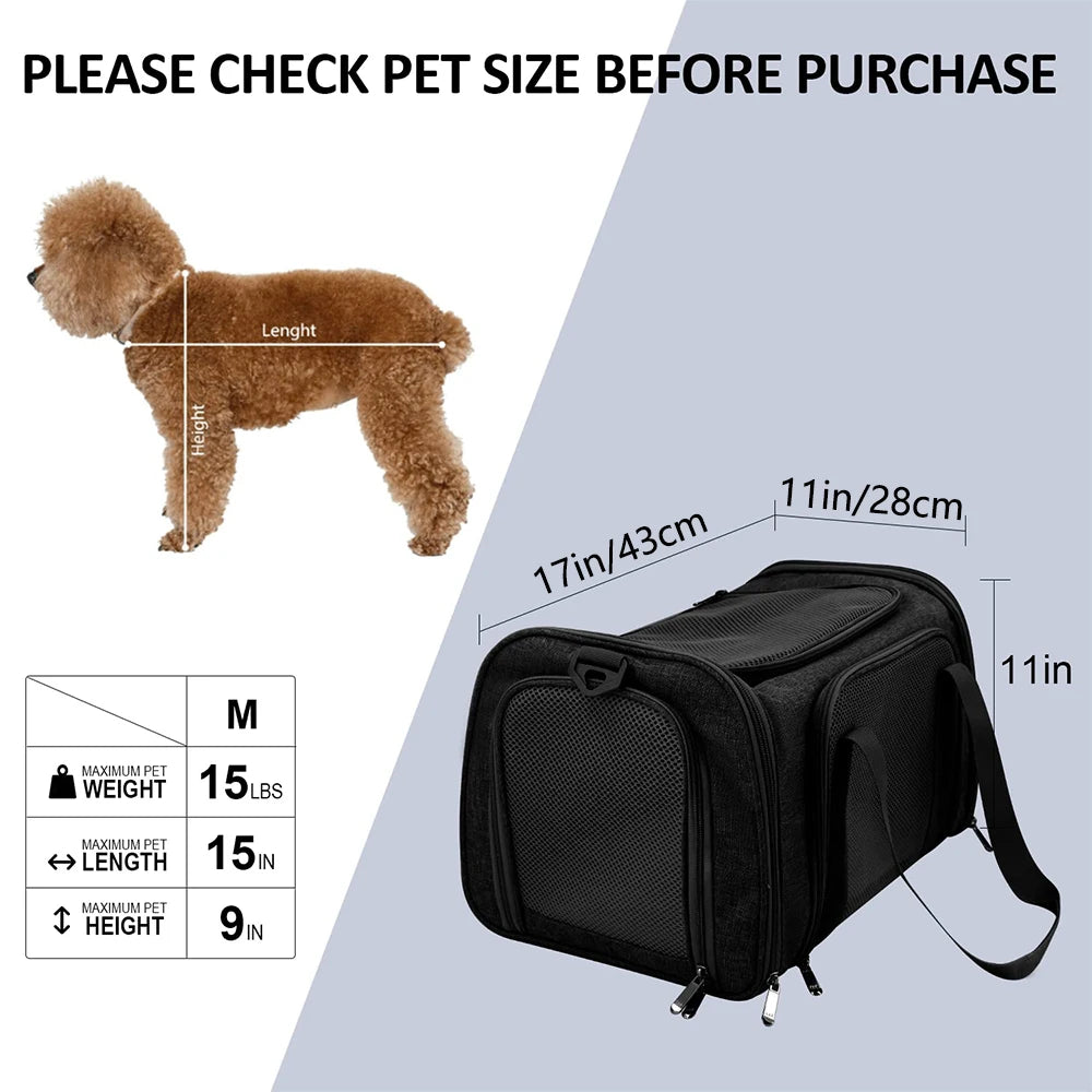 Soft-Sided Pet Carrier Backpack – Airline-Approved Travel Bag for Small Dogs & Cats