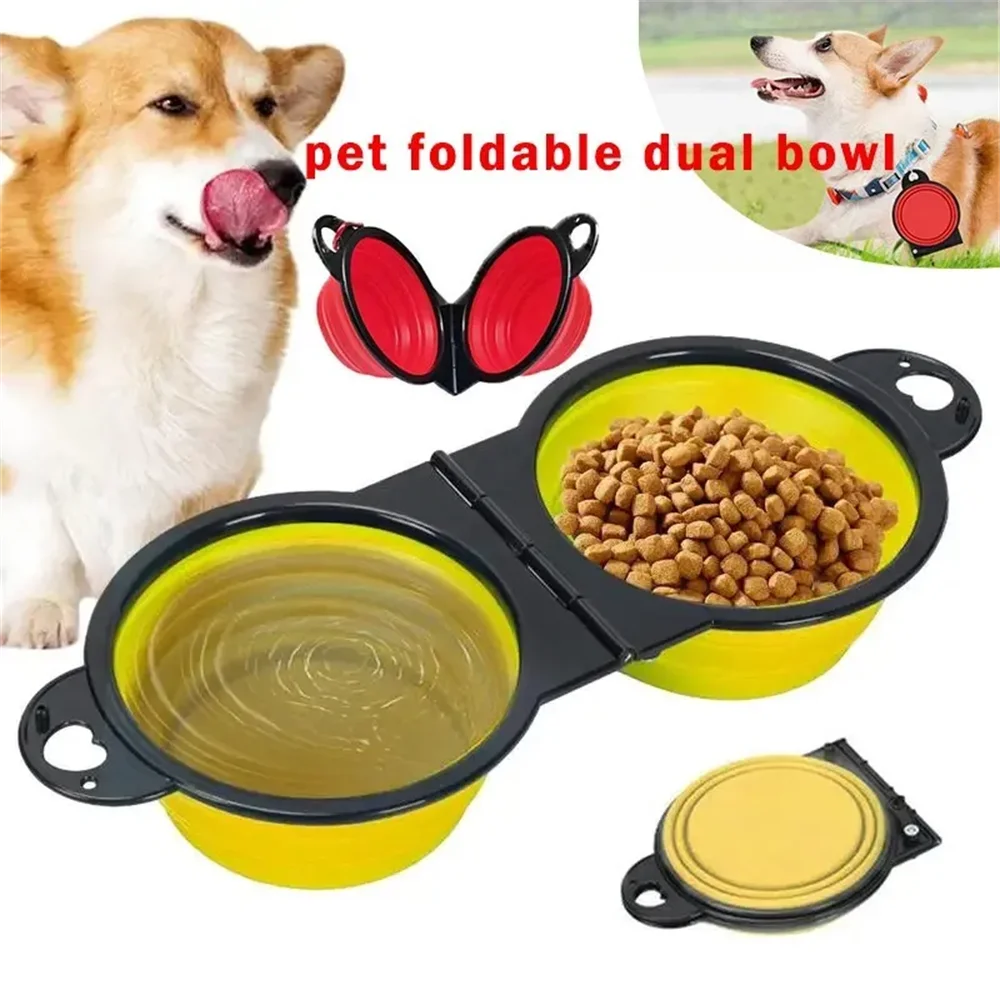 Collapsible Double Dog Bowls – Portable Food & Water Bowls for Travel & Outdoor Use