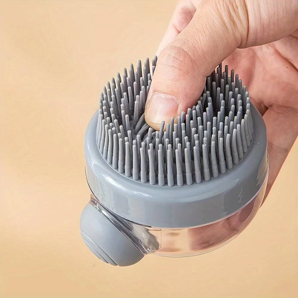 Dog Bath Brush with Soap Dispenser – Silicone Grooming & Massage Brush
