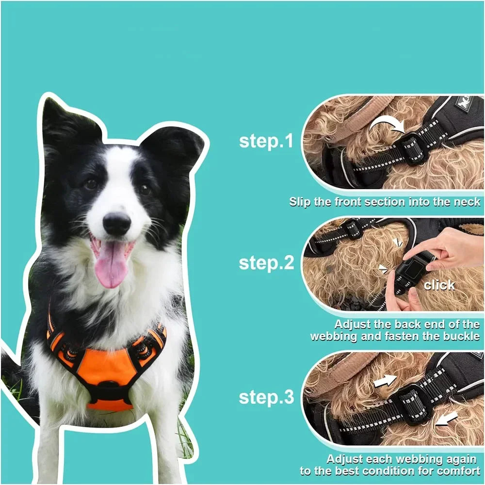 Reflective No-Pull Dog Harness – Padded Control Vest with Handle