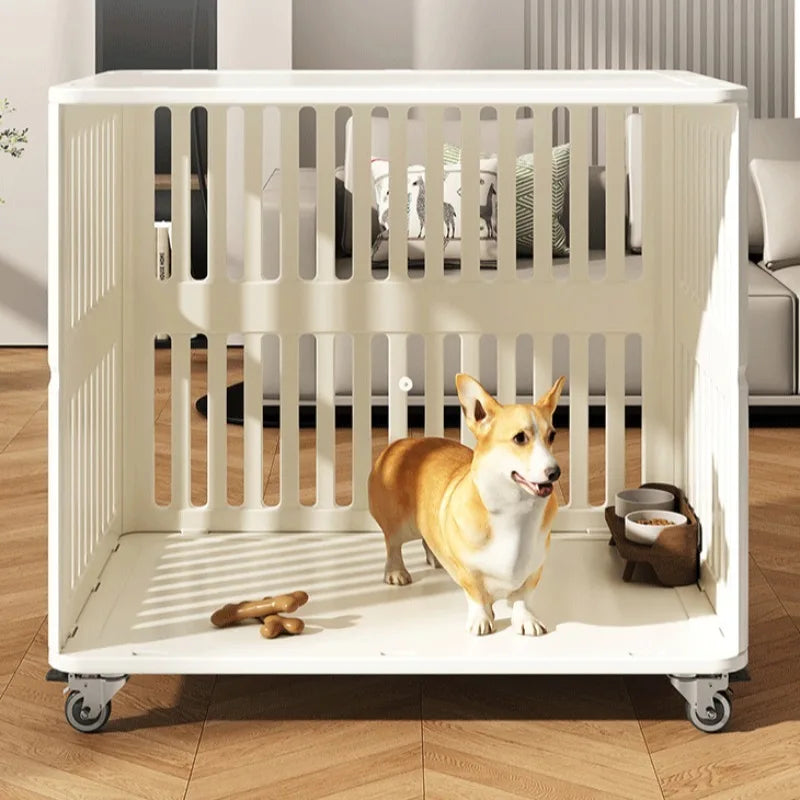 Large Indoor Dog House with Wheels – Transparent Pet Kennel