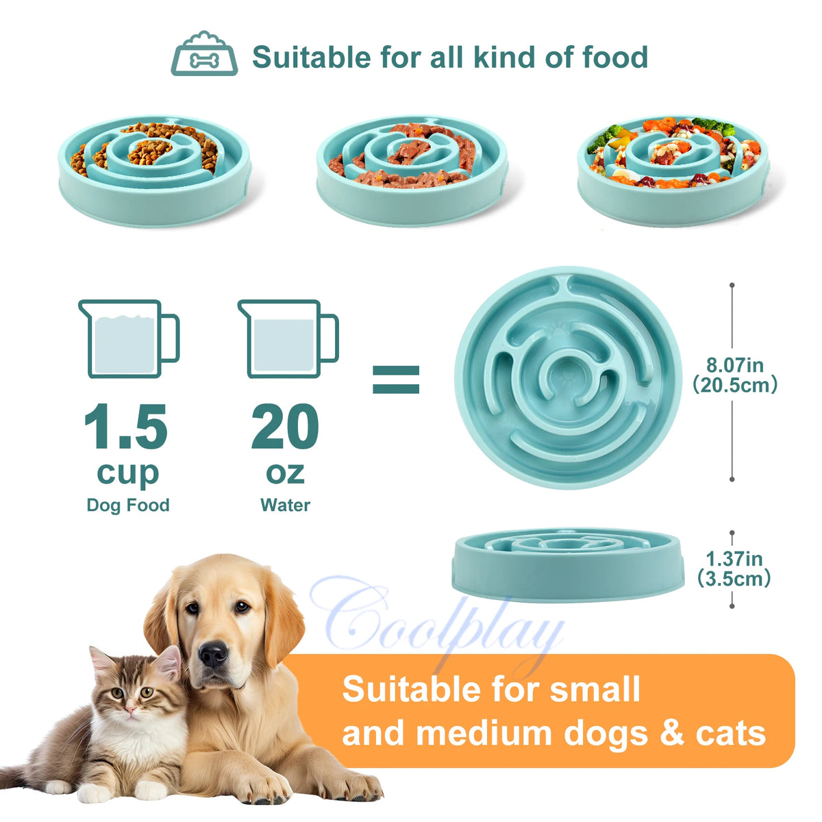 Slow Feeder Dog Bowl – Non-Slip Anti-Gulping Bowl for Dogs & Puppies