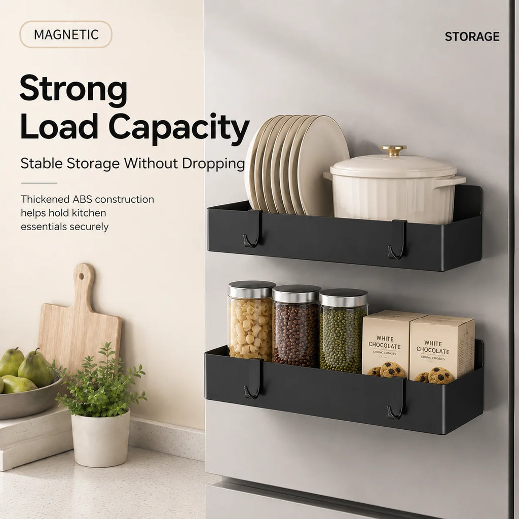Magnetic Refrigerator Side Storage Rack – No-Drill Spice & Kitchen Organizer